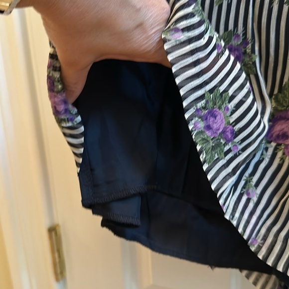 Anna Sui Silk Striped Floral Romper Sz12 - Picture 9 of 11